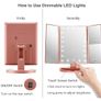 Illuminated Makeup Mirror, Trifold Vanity Mirror with 1X / 2X / 3X Magnification, Natural Looking LEDs, Touch Screen, Rechargeable Mirror Image 5