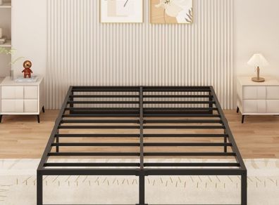 Small Double Bed Frame 120x190 cm Metal Platform Bed Small Double  Steel Slat Support, Easy Assembly, Noise Free, No Box Spring Needed, 36cm High, Black
