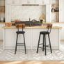 Bar Stools Set of 2, PU Upholstered Bar Chairs with Backrest and Footrest, Counter Height Stools, Ergonomic Design, for Dining Room, Kitchen, Cafe, Rustic Brown and Black Image 2