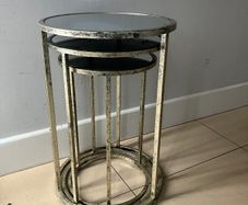 Nest of 3 Distressed Champagne Colour Mirrored Tables