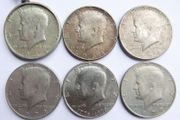 John Kennedy Silver half Dollars 1964-1964-1965-1974-1976-1977