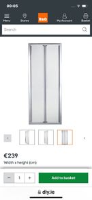 Cooke & Lewis Onega Silver effect Clear Bi-fold Shower door (H)190cm (W)76cm