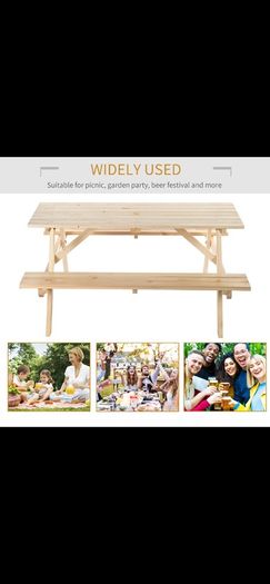 Outsunny 4-Seater Wooden Picnic Bench Set-Fir Wood