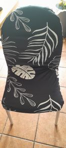 Set of 6 Black with white leaf chair covers