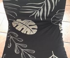 Set of 6 Black with white leaf chair covers