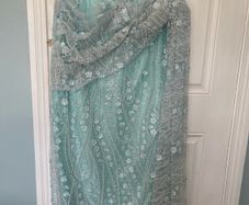 Traditional Nigerian Asoebi style dress for wedding or special occasion comes with Traditional fan also