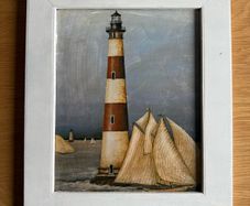 Beach lighthouse painting