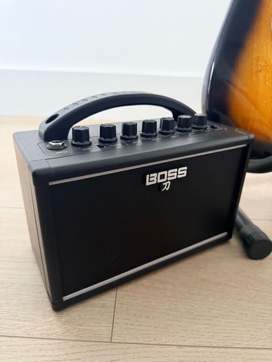 Squier stratocaster by fender, Boss amp and accessories