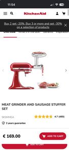 Kitchen Aid meat grinder and sausage stuffer set