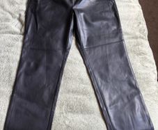 Women's Black Faux Leather Trousers UK 16