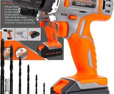 13Pc Cordless Drill Driver 18V/20V-Max Lithium-Ion, Electric Screwdriver, Accessory Kit, LED Work Light, Quick Change Battery & Charger Included (18V Cordless Drill & 13pc Kit)