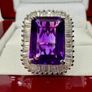 Amethyst Moissanite Halo Ring Image 7