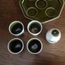 Vintage 1960s/70s  Dark Green ceramic egg cups and salt cellar with tray Image 4