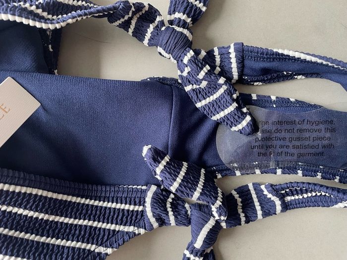bikini two piece swim suit bathing suit blue stripe by Accessories size 12 new