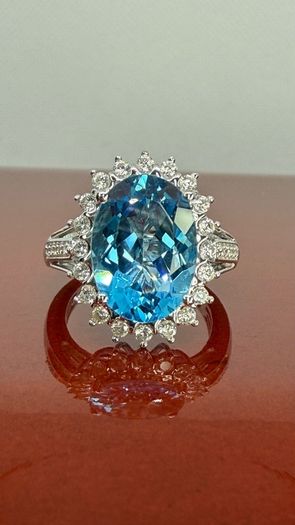Topaz & White Zircon Statement Halo Ring