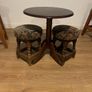 Small wooden bar table & 2 vintage stools Image 2