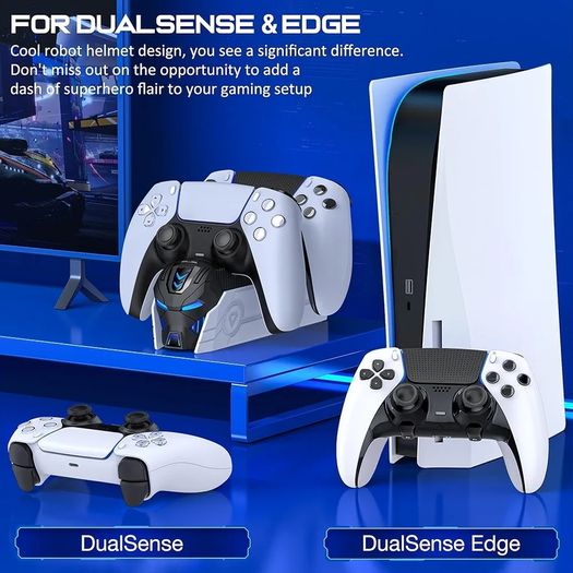 PS5 Controller Charger Station for PlayStation 5-Fast Charger for DualSense Edge PS5 Controller Stand Charger Dock-LED PS5 Controller Charging Station Accessories