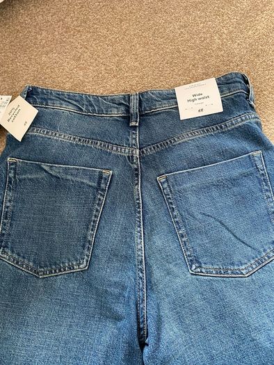 H&M ladies blue wide leg high waist jeans - Size UK 10 - NEW
