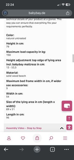 Babybay Maxi Co Sleeper - White Varnished