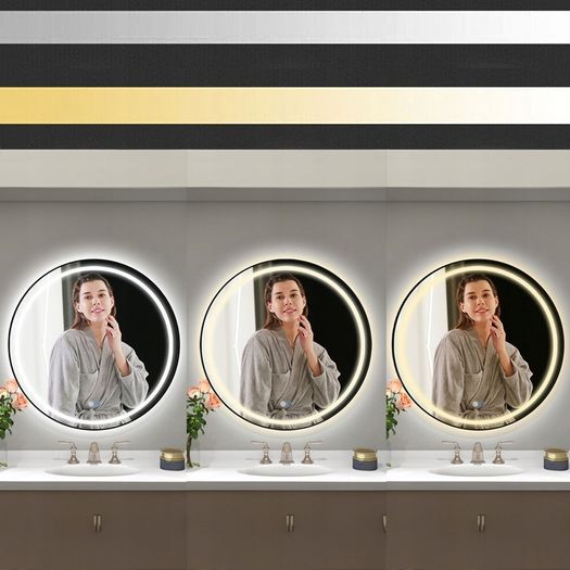 LED Bathroom Mirror Black Frame 60cm Demister