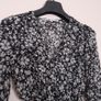 Second Female Black White Floral V-Neck Long Sleeve Peplum Blouse Top Size XS Image 2