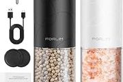Rechargeable Electric Salt and Pepper Grinder Set, Salt and Pepper Mill with Ceramic Grind, Dust Cover with One-Button Control, Adjustable Coarseness, LED Light, for Home &amp; Kitchen, Black&amp;White