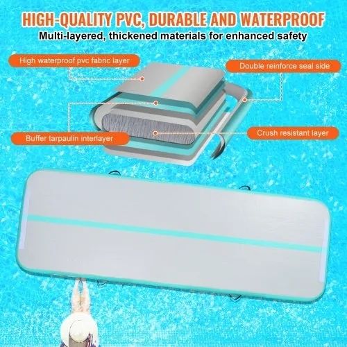Gymnastics Air Mat, 4 inch Thickness Inflatable Gymnastics Tumbling Mat, Tumble Track with Electric Pump, Training Mats for Home