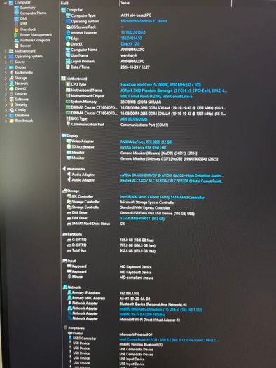 Gaming PC, RTX 3060 12gb,  Intel i5-10600K, 32gb RAM
