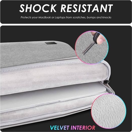 NEW SALE | 14-15.6 inch Shock Resistant Laptop Sleeve Case Briefcase Bag [Accessory Pocket] Compatible for Laptop Waterproof Case Cover for MacBook Pro/Surface Book/XPS 15 /Chromebook/HP/Lenovo Grey