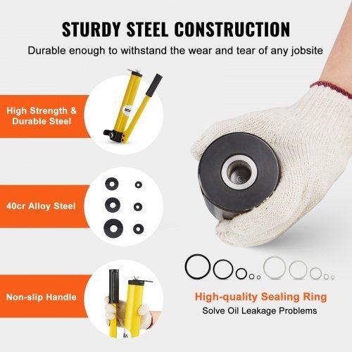15 Ton Hydraulic Knockout Punch Driver Kit Hole Tool 12.7mm-101.6mm with 10 Dies