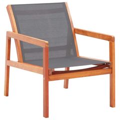 Garden Lounge Chair Grey Solid Eucalyptus Wood and Textilene