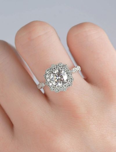 Vintage Style Crystal Silver Ring