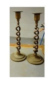Pair of Antique Barley Twist Candle Sticks