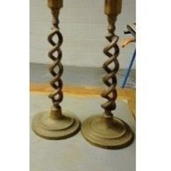 Pair of Antique Barley Twist Candle Sticks