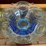 Vintage Large Art Deco Blue Glass Footed Bowl Image 5