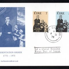 1975 Ireland Bi-Centenary of the Foundation of the Presentation Order of Nuns Commemorative Stamp Illustrated Harp First Day Cover (FDC) with Bri Chualann (Bray) steele cancel