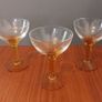 Lovely Set of Three Vintage Mid-Century Hand Blown Liqueur Glasses with Hand Blown Amber Rope Twist Stems - Priced as a Pair, as the Third Glass has a Tiny Chip Image 3