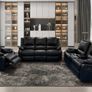 Larsons Grey & Black Leather Recliner Sofas Image 2