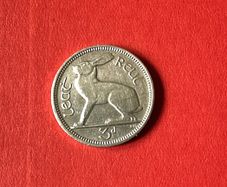 Vintage Irish Three Pence Coin - 1968