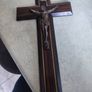 ANTIQUE Late 19thc French Rosewood  Metal Crucifix C1880 Made In France. Image 5