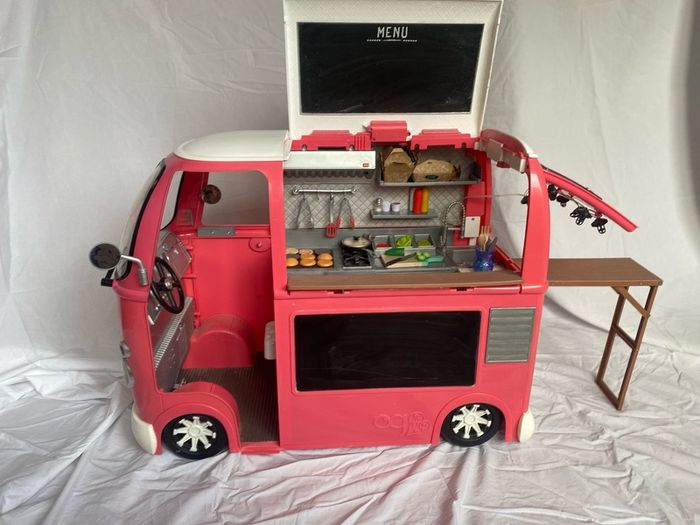 Our generation food truck, bathtub, picnic table, dolls, and clothes