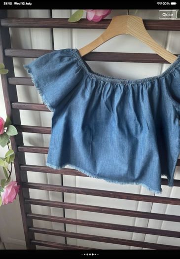 top betshka size medium denim off shoulder top