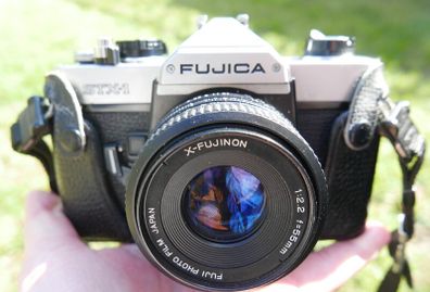 FUJICA STX-1 - Vintage 1980's 35mm SLR Film Camera with Lens and Camera Case - in working order