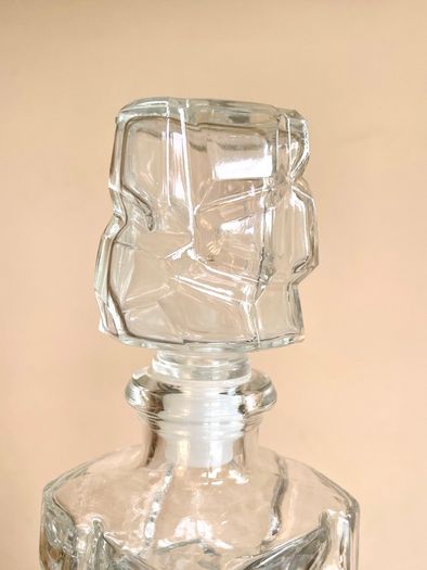 Vintage French Glass Decanter / Carafe, Mid Century, Whitefriars Style