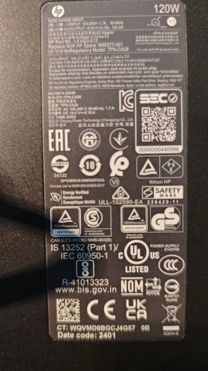 Genuine HP 120W 19.5V 6.15A L41423-012 TPN-CA28 AC Adapter Charger Power Supply