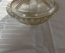 Mid-Century Modern Clear Glass Lidded Sugar Bowl / Candy Dish