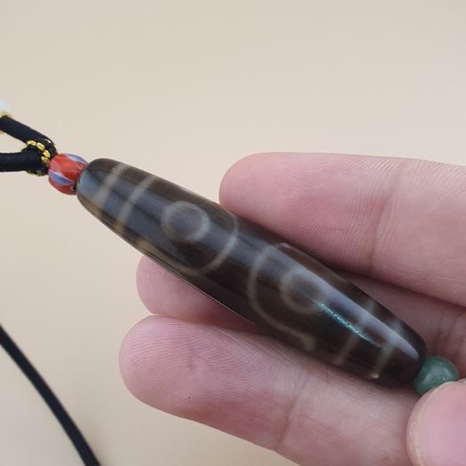 Vintage 7 Eyes Himalayan Tibetan Agate Dzi Bead Amulet