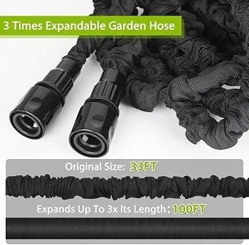 Expandable Garden Hose Pipe - 100FT Flexible Expanding Water Hose, Lightweight, Leakproof with 8 Function Hose Pipe Spray Gun, 3/4", 1/2" Connectors
