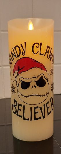 Jack skellington sandy claws led candle