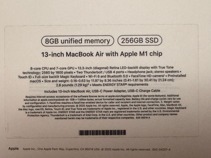 MacBook Air M1 13.3 with Magic Mouse boxed
